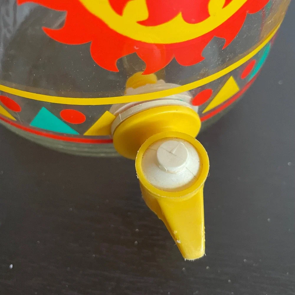 VTG Aztec Sun Tea Anchor Hocking Glass 1 Gallon Beverage Dispenser Jar Summer